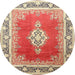 Round Traditional Brown Medallion Rug, tr1068