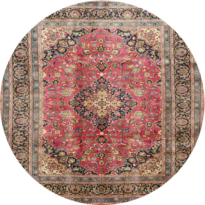 Square Machine Washable Traditional Brown Red Rug, wshtr1069