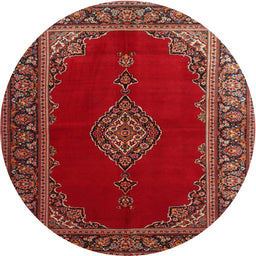 Round Traditional Sienna Brown Medallion Rug, tr106