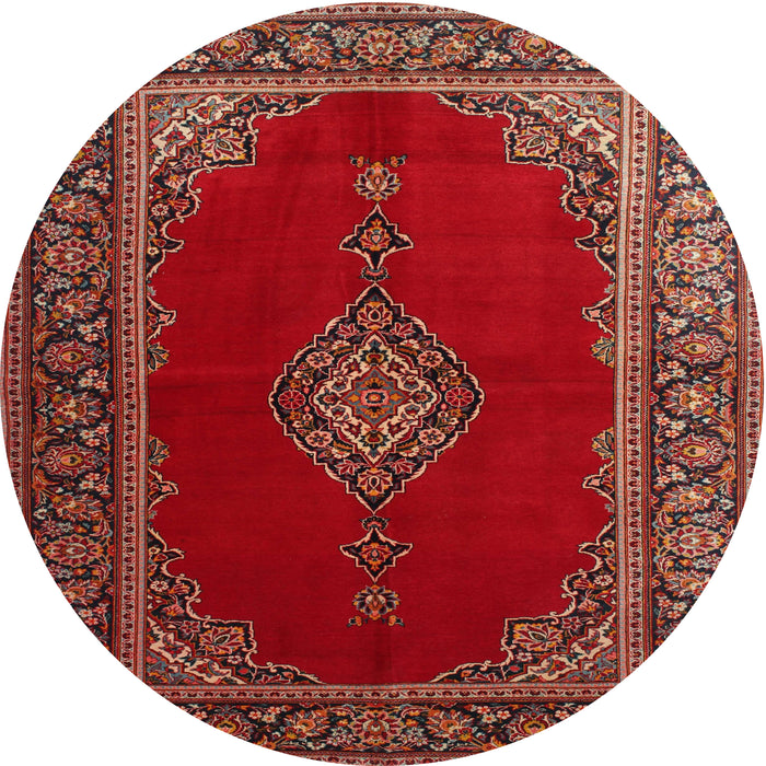 Round Traditional Sienna Brown Medallion Rug, tr106