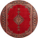 Round Traditional Sienna Brown Medallion Rug, tr106