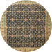 Round Traditional Metallic Gold Persian Rug, tr1070