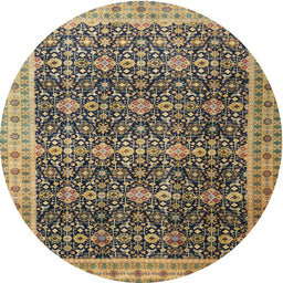 Square Machine Washable Traditional Metallic Gold Rug, wshtr1070