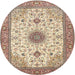 Round Traditional Sienna Brown Medallion Rug, tr1072