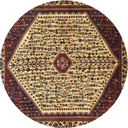 Round Traditional Metallic Gold Persian Rug, tr1073