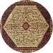 Round Traditional Metallic Gold Persian Rug, tr1073