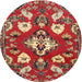 Round Traditional Orange Brown Persian Rug, tr1074