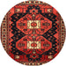 Round Traditional Sienna Brown Persian Rug, tr1075