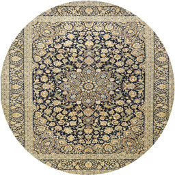 Round Traditional Brown Medallion Rug, tr1076