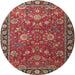 Round Traditional Orange Salmon Pink Persian Rug, tr1078