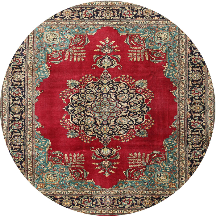 Square Machine Washable Traditional Saffron Red Rug, wshtr1079