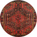 Round Traditional Dark Sienna Brown Persian Rug, tr107