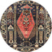 Round Traditional Bakers Brown Medallion Rug, tr1085