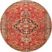 Square Machine Washable Traditional Red Rug, wshtr1086