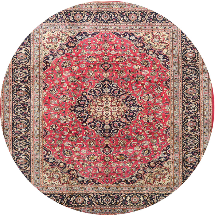 Round Traditional Brown Red Persian Rug, tr1087