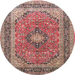 Square Machine Washable Traditional Brown Red Rug, wshtr1087