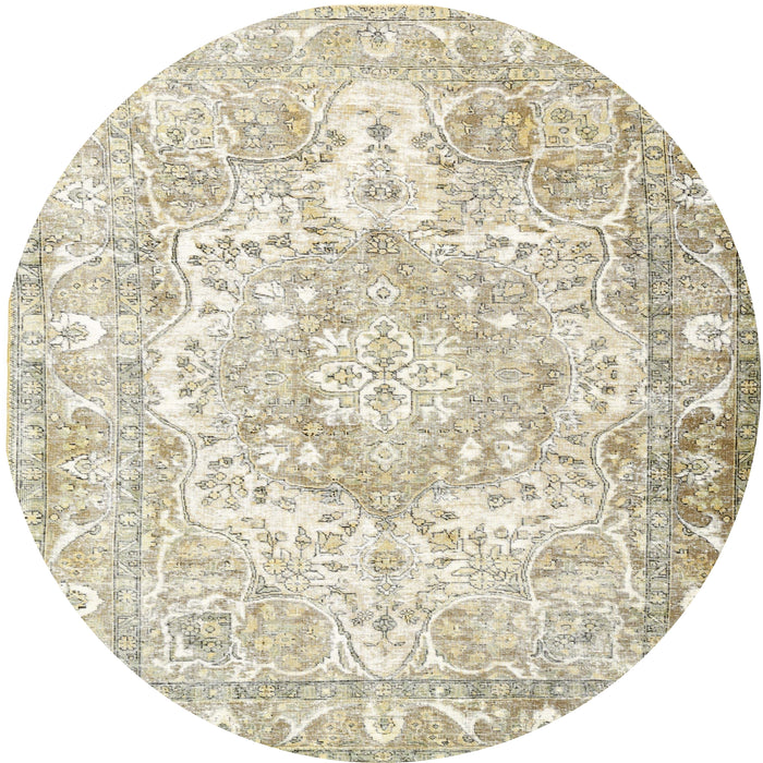 Round Traditional Camel Brown Persian Rug, tr1090