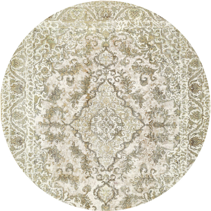 Round Traditional Camel Brown Persian Rug, tr1091
