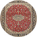 Round Traditional Red Medallion Rug, tr1092