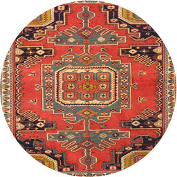 Round Traditional Bronze Brown Medallion Rug, tr1095