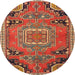 Round Traditional Bronze Brown Medallion Rug, tr1095