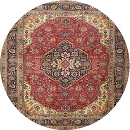Square Machine Washable Traditional Saffron Red Rug, wshtr1096