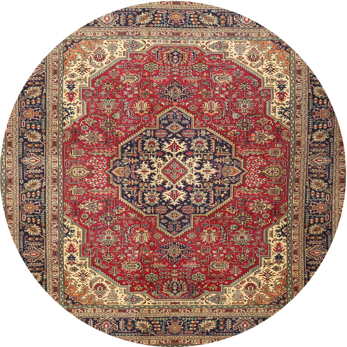 Square Machine Washable Traditional Saffron Red Rug, wshtr1096