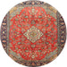 Round Traditional Camel Brown Persian Rug, tr1099