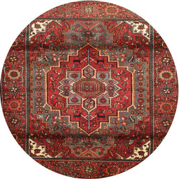 Square Machine Washable Traditional Tomato Red Rug, wshtr109