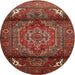 Square Machine Washable Traditional Tomato Red Rug, wshtr109