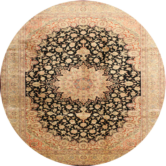 Round Traditional Saddle Brown Medallion Rug, tr10