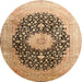 Round Traditional Saddle Brown Medallion Rug, tr10