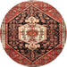 Round Traditional Saffron Red Persian Rug, tr1100