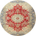 Round Traditional Sienna Brown Persian Rug, tr1101