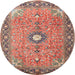 Round Traditional Camel Brown Persian Rug, tr1102