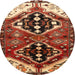 Round Traditional Saffron Red Persian Rug, tr1105