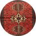 Round Traditional Sienna Brown Persian Rug, tr1107