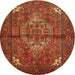 Square Machine Washable Traditional Tomato Red Rug, wshtr110