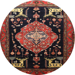 Round Traditional Sienna Brown Animal Rug, tr1110