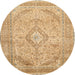 Round Traditional Chocolate Brown Medallion Rug, tr1112