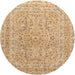 Round Traditional Chocolate Brown Persian Rug, tr1113