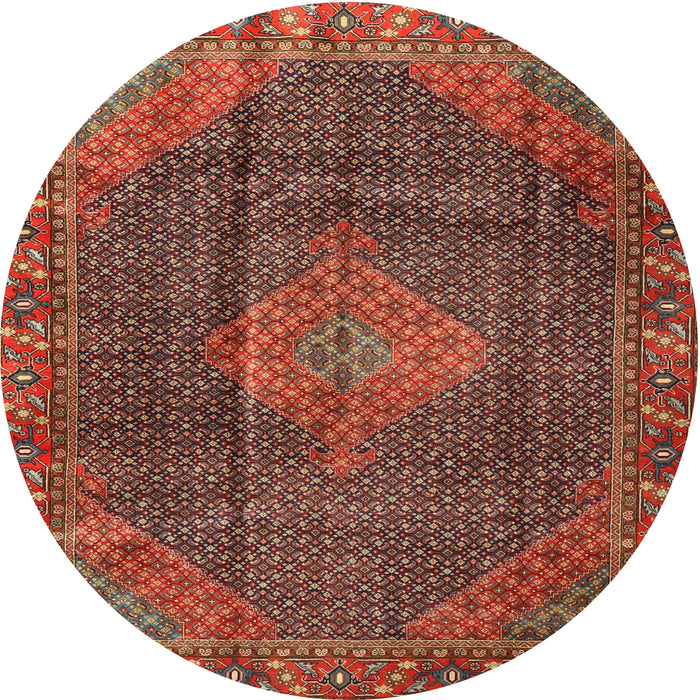Round Traditional Rust Pink Persian Rug, tr1114