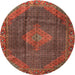 Round Traditional Rust Pink Persian Rug, tr1114