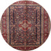 Round Traditional Orange Salmon Pink Persian Rug, tr1117