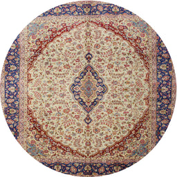 Round Traditional Chestnut Brown Medallion Rug, tr1118
