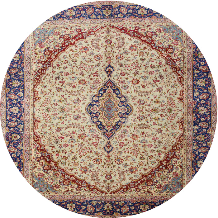 Round Traditional Chestnut Brown Medallion Rug, tr1118