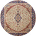 Round Traditional Chestnut Brown Medallion Rug, tr1118