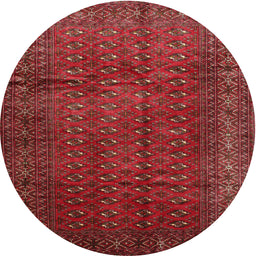 Round Traditional Sienna Brown Southwestern Rug, tr111
