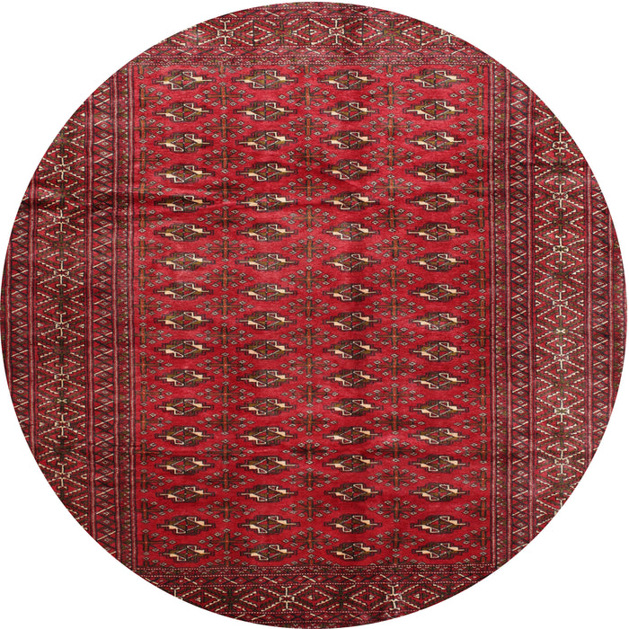 Round Traditional Sienna Brown Southwestern Rug, tr111