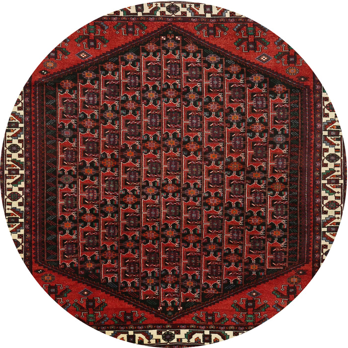 Round Traditional Reddish Brown Persian Rug, tr1120